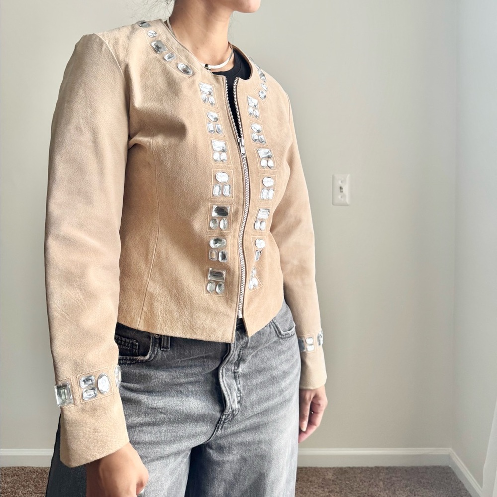 Y2K Rhinestone‎ Leather Jacket - Picture 2 of 10